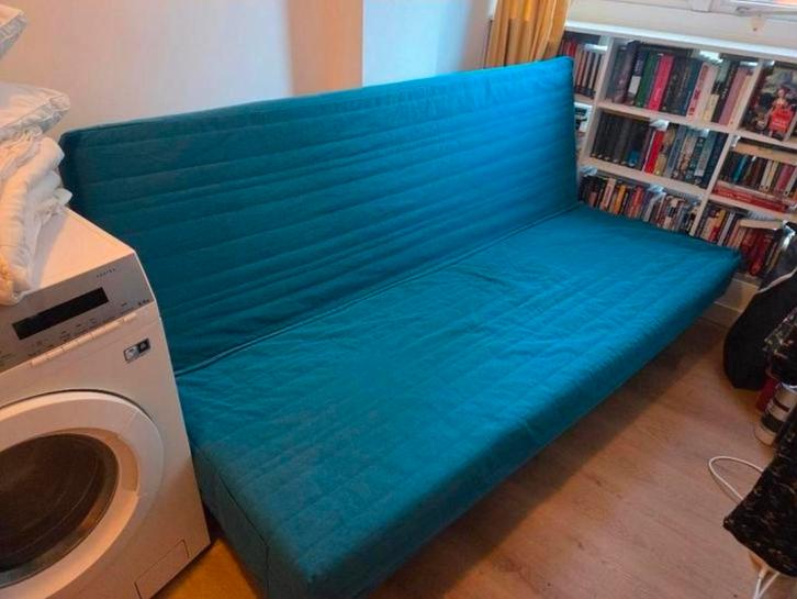 Ikea Beddinge Slaapbank, Huis en Inrichting, Slaapkamer | Slaapbanken, Gebruikt, 140 cm, 200 cm, Tweepersoons, Blauw, Ophalen