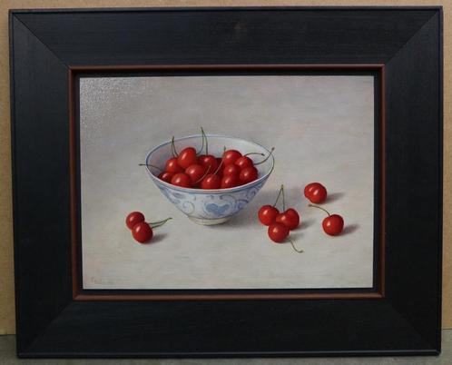 Carel Huls, stilleven met kersen, Antiek en Kunst, Kunst | Schilderijen | Klassiek, Ophalen of Verzenden