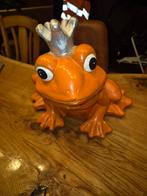 Oranje Kikker met Kroon - 32cm hoog, Ophalen, Gebruikt, Beton, Dierenbeeld