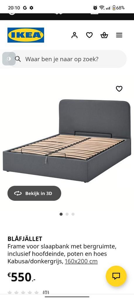 Niewe Blåfjället Bedframe met opbergruimte, Huis en Inrichting, Slaapkamer | Bedden, Nieuw, Tweepersoons, 160 cm, 200 cm, Stof
