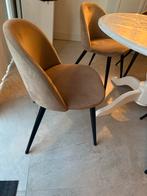 6 Velvet Eetkamerstoelen - Beige Mokka, Huis en Inrichting, Stoelen, Ophalen, Gebruikt, Bruin, Stof