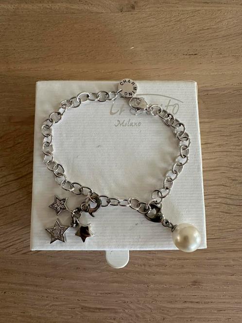Ti Sento Milano zilveren armband met 2 bedels, Sieraden, Tassen en Uiterlijk, Armbanden, Zo goed als nieuw, Zilver, Met bedels of kralen
