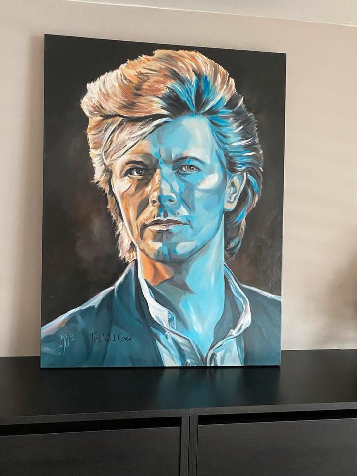 David Bowie Schilderij door John Uilenberg - Must Have!, Sieraden, Tassen en Uiterlijk, Toilettassen, Nieuw, Heer of Dame, Overige kleuren