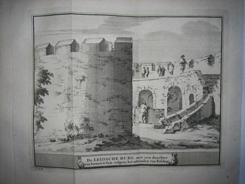 34 De Leidse Burg  Kopergravure 1736, Antiek en Kunst, Kunst | Etsen en Gravures, Ophalen of Verzenden