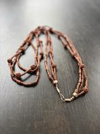 Lange Vintage houten ketting unieke Ketting Boho-chic, Ophalen of Verzenden, Zo goed als nieuw, Bruin, Overige materialen