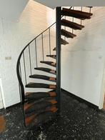 Art deco, retro, vintage wenteltrap/spiltrap eiken met staal, Doe-het-zelf en Verbouw, Ladders en Trappen, Ophalen of Verzenden