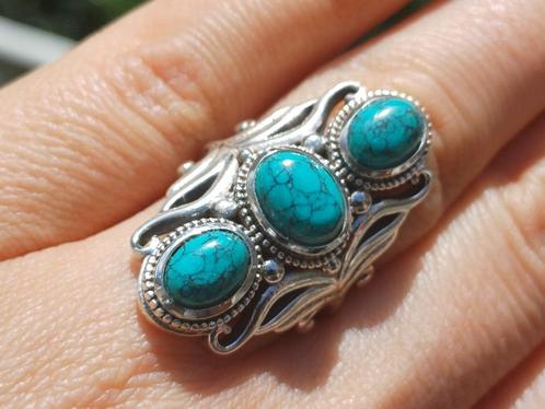 Vanoli 925 zilveren ring met turquoise maat 17,5, Sieraden, Tassen en Uiterlijk, Ringen, Nieuw, Dame, 17 tot 18, Blauw, Zilver