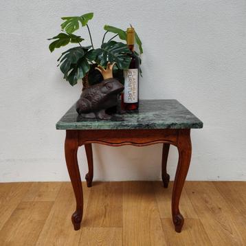 Vintage bijzettafel tafeltje plantentafel met marmer blad 07 beschikbaar voor biedingen