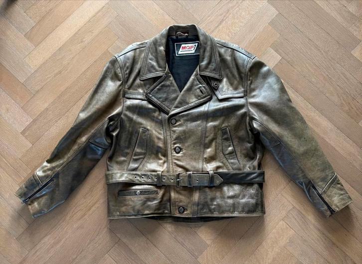 Vintage leren motorjack, Kleding | Heren, Jassen | Winter, Zo goed als nieuw, Ophalen