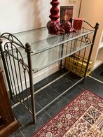 Metalen Haltafel met Glazen Platen - 83x90 cm, Huis en Inrichting, Gebruikt, 50 tot 100 cm, Ophalen of Verzenden, Metaal