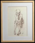 Joop Liesker, pastelkrijt, Tonnie, prof. inlijstwerk. , Ophalen of Verzenden