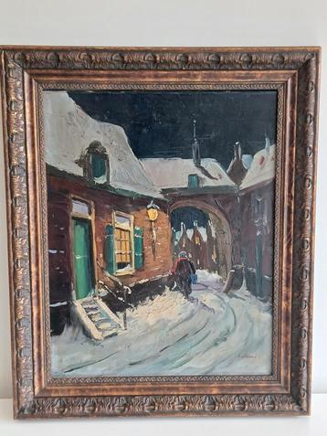 J. de Vreeden Winterlandschap olieverfschilderij op doek  beschikbaar voor biedingen