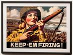 USA Propaganda WW2 Pin up Leger Poster Affiche, Ophalen of Verzenden, Nederland, Foto of Poster