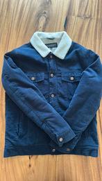 Blauwe rib gevoerde jas met knopen, Ophalen of Verzenden, Zo goed als nieuw, Maat 48/50 (M), Blauw