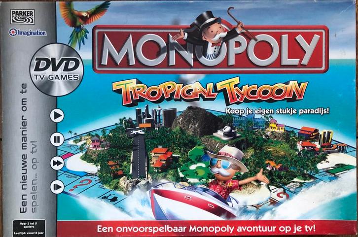 Monopoly Tropical Tycoon DVD TV Games, Hobby en Vrije tijd, Gezelschapsspellen | Bordspellen, Gebruikt, Drie of vier spelers, Ophalen of Verzenden