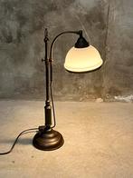 Gave vintage tafellamp, notarislamp, metaal, melkglas 70 cm!, Huis en Inrichting, Lampen | Tafellampen, Minder dan 50 cm, Gebruikt