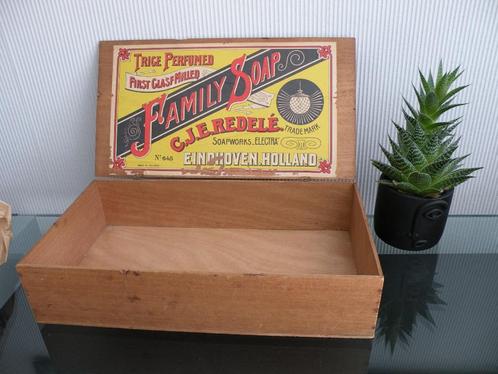 Antieke houten doos met reclame Leeuwarden uit de jaren 30, Antiek en Kunst, Curiosa en Brocante, Ophalen of Verzenden