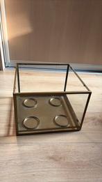 Goud kleurige kaarsen houder met glas, Huis en Inrichting, Woonaccessoires | Stolpen, Ophalen, Zo goed als nieuw