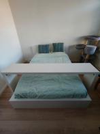 Ikea Malm bed 140x200 met rolbare bedtafel, Ophalen, Gebruikt, Wit, Tweepersoons