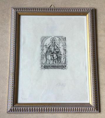 Kopie 16de eeuwse kopergravure  Paus Petrus met droogstempel beschikbaar voor biedingen