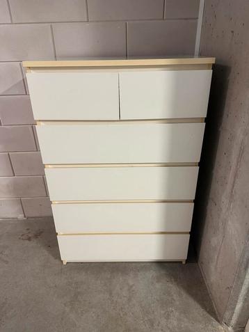 MALM Ladekast 6 lades, wit, 80x123 cm
