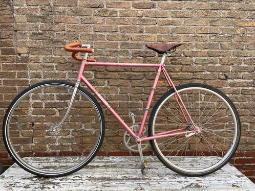 Vintage Germi racefiets roze fixie, Fietsen en Brommers, Fietsen | Racefietsen, Gebruikt, Overige merken, Minder dan 10 versnellingen