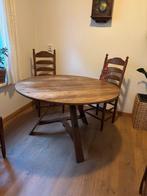 Eikenhouten, ronde, klaptafel, Ophalen, Gebruikt, Vier personen, 100 tot 150 cm
