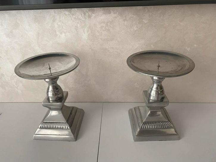 Vintage Zilveren Kandelaars - Set van Twee, Antiek en Kunst, Antiek | Kandelaars, Zilver, Ophalen of Verzenden