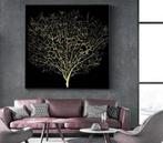 Abstract Gouden Boom van Leven goud levensboom canvas 90x90, Huis en Inrichting, Nieuw, Ophalen of Verzenden, A, A