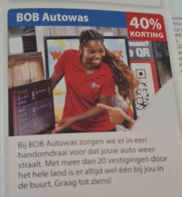 Bob autowas 40% kortingsbon (Proteqt wasprogramma) beschikbaar voor biedingen