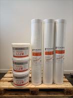 Renovatievlies 150m2 glasweefselbehang RUIT+ 30kg lijm, Ophalen of Verzenden, 75 m² of meer, Wit, Ruit