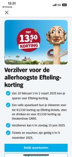 8 efteling spaarkaarten, Tickets en Kaartjes, Drie personen of meer, Kortingskaart