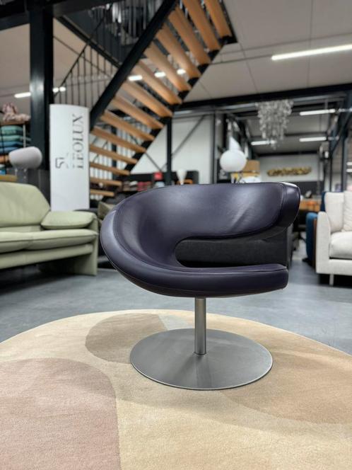 Stokke Variër Peel Club draai fauteuil paars leer, Huis en Inrichting, Fauteuils, Leer, 75 tot 100 cm, Ophalen of Verzenden