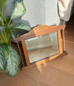 Antieke Victoriaanse Eikenhouten Spiegel, Ophalen of Verzenden, Rechthoekig