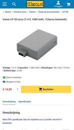 Accu voor Canon camera LP-E5, Ophalen of Verzenden, Nieuw