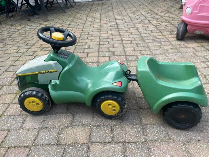 Tractor met keeper John Deere groen, Kinderen en Baby's, Speelgoed | Buiten | Voertuigen en Loopfietsen, Gebruikt, Loopvoertuig