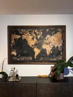 Vintage Look wereldkaart met LED 180 x 120 cm, Ophalen