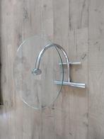 bijzettafeltje blad 45 cm glasplaat, Huis en Inrichting, Minder dan 55 cm, Gebruikt, Rond, Glas