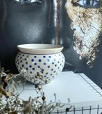 BOLESLAWIEC BUNZLAU CASTLE grote bloempot kom blauw stippen, Gebruikt, Rond, Binnen, Ophalen of Verzenden