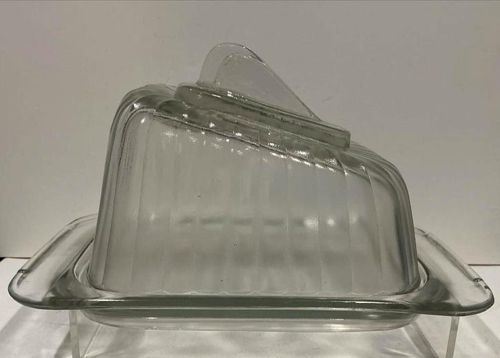 Glazen Botervloot met Kaasstolp uit de 60 e Jaren., Antiek en Kunst, Antiek | Glas en Kristal, Verzenden