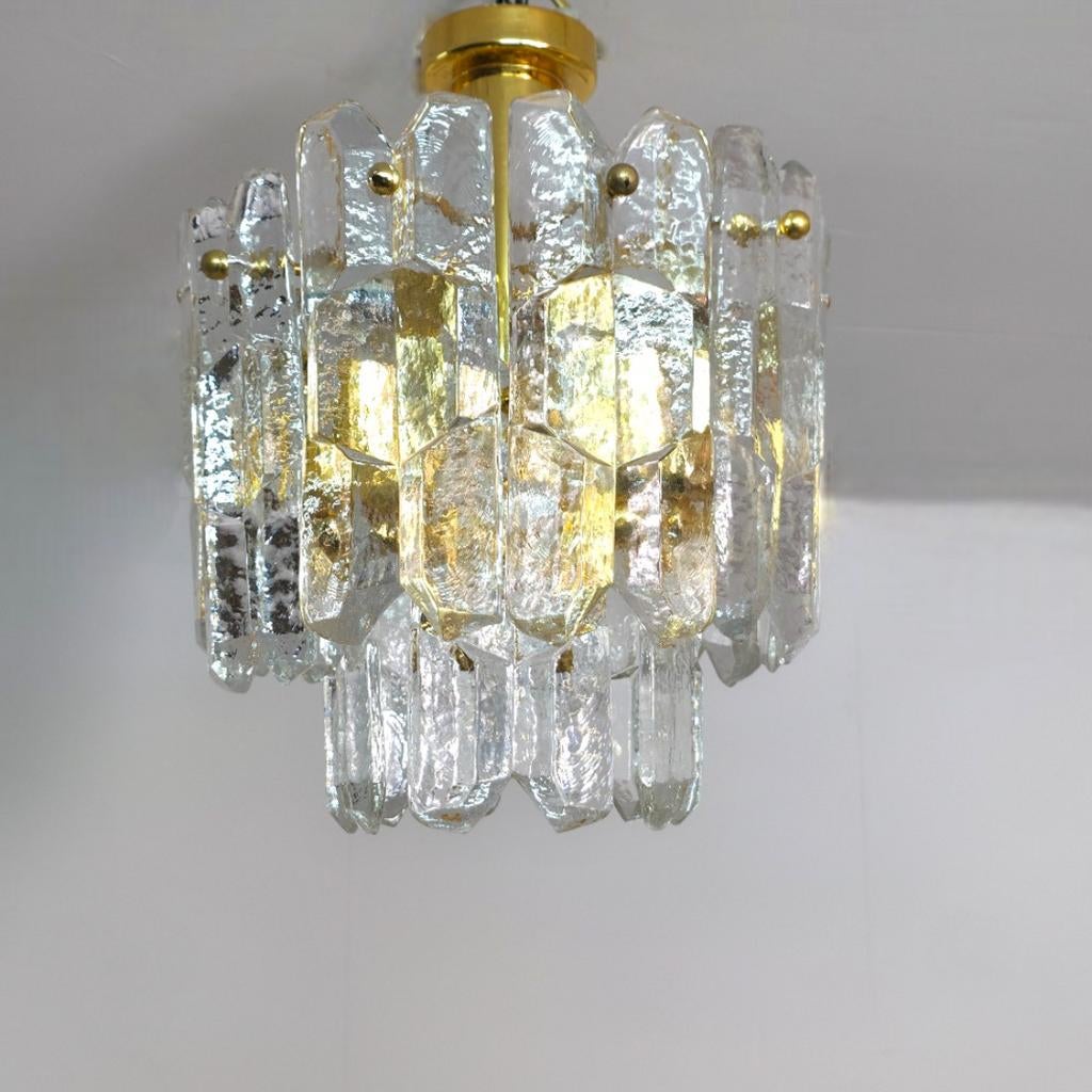 Kalmar Franken Palazzo Plafonnière ijsglas 70s mid century, Ophalen of Verzenden, Gebruikt, Glas, Vintage