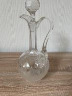 Antieke Glazen Karaf met geëtste decoratie, Antiek en Kunst, Antiek | Glas en Kristal, Ophalen of Verzenden