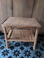 Rotan Bijzettafel met Onderblad, Gebruikt, 55 tot 75 cm, Rechthoekig, Hout
