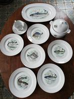 6 pers visservies incl (dek)schalen, sauskom, GROTE borden, Huis en Inrichting, Keuken | Servies, Ophalen, Zo goed als nieuw, Bord(en)