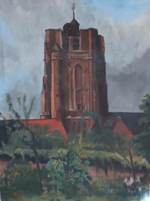 Kerktoren Oirschot werk van Jan van Riel ( 1907 -1988 ), Antiek en Kunst, Kunst | Schilderijen | Klassiek, Ophalen of Verzenden