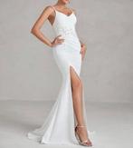 Prachtige witte jurk lang met bloem motief maat XL, Verzenden, Wit, Maat 46/48 (XL) of groter, Zo goed als nieuw