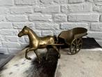 Vintage Messing Paard en Wagen - Decoratie, Ophalen of Verzenden, Koper