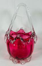 Vintage design Ruby rood mondgeblazen mandje Murano, Antiek en Kunst, Antiek | Glas en Kristal, Ophalen of Verzenden