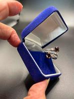 Zilveren Bypass Ring met Rookkwarts & Zirkonia, Verzenden, Zo goed als nieuw, 17 tot 18, Dame