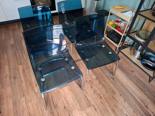 IKEA Tobias blauw - 4x stoelen, Huis en Inrichting, Stoelen, Gebruikt, Vier, Kunststof, Blauw, Ophalen of Verzenden